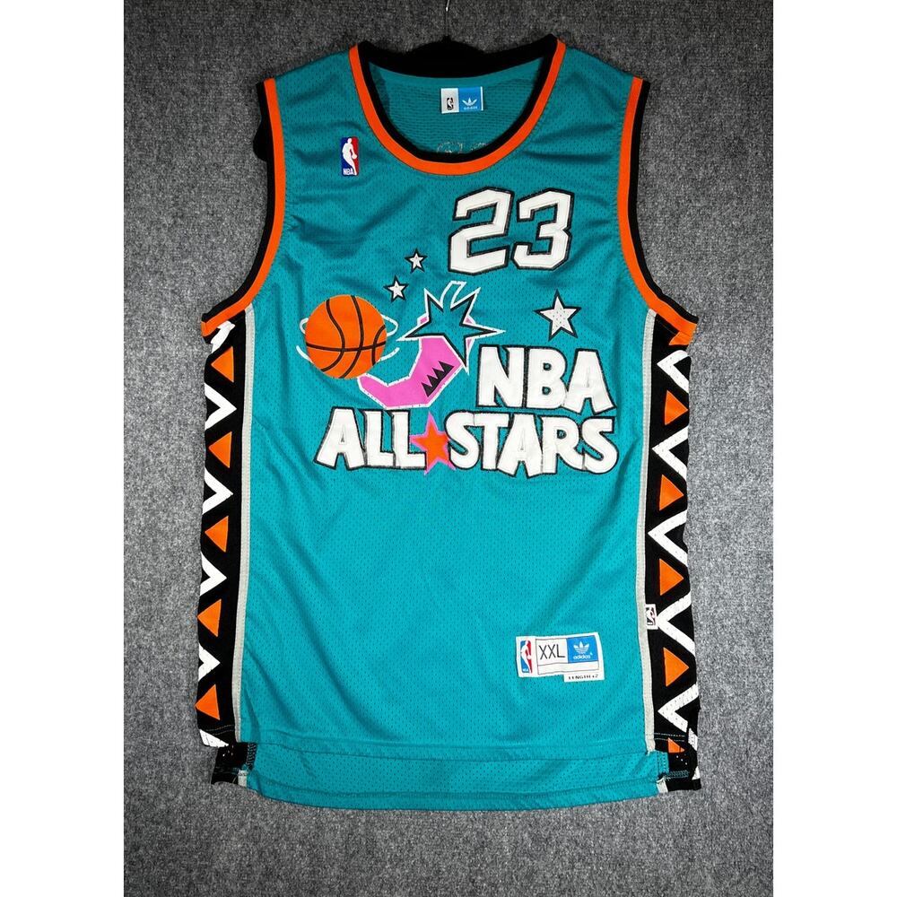 Michael Jordan NBA All Star Jersey 2XL Teal Adidas Throwback 90s Basketball Rare